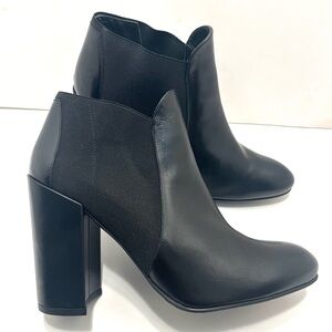 STUART WEITZMAN Black Leather Block High Heel Chelsea Bootie 11